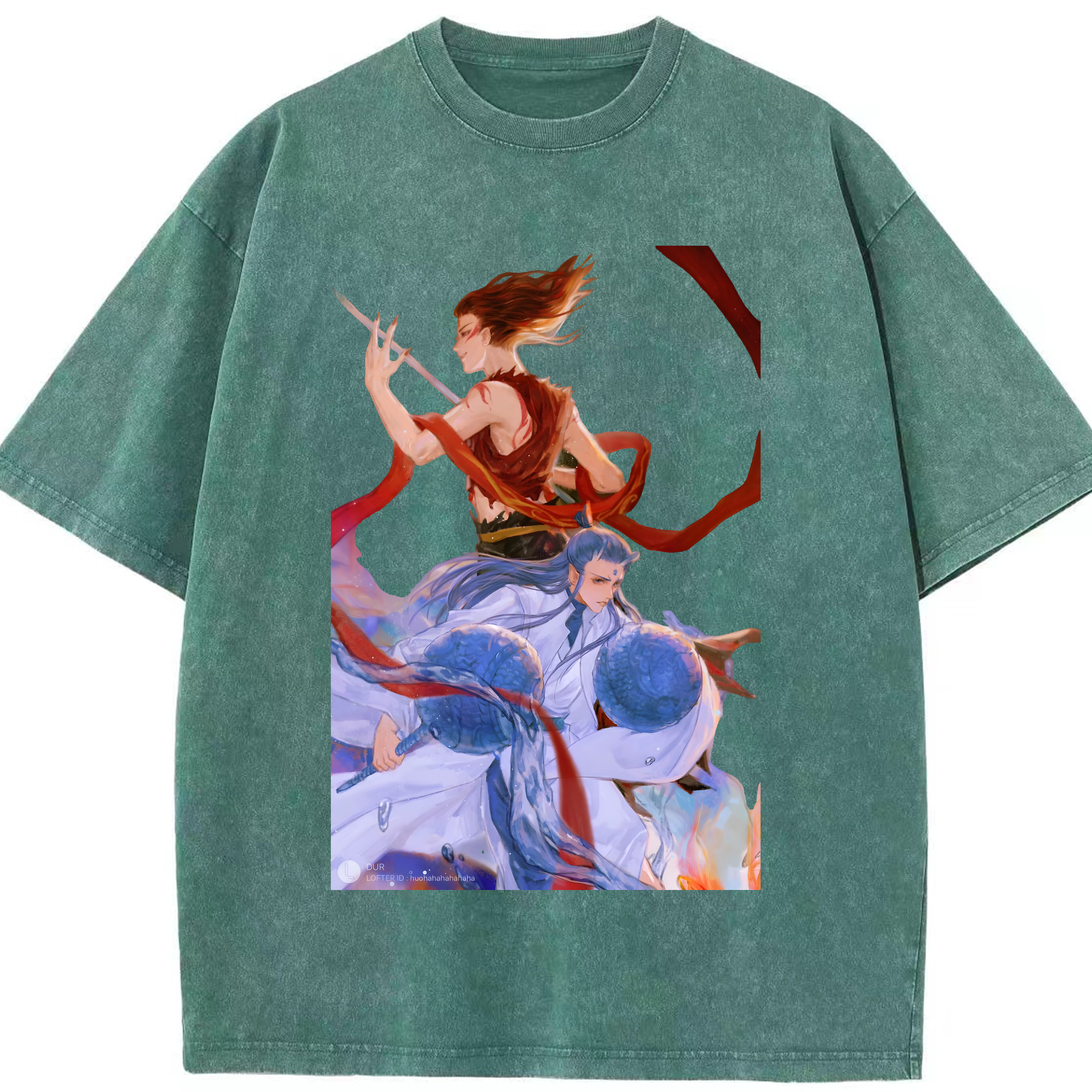 （画像用） Ne Zha 2 ナタ 魔童の大暴れ 綿100% ヴィンテージ風 半袖Tシャツ（フロントプリント）